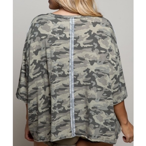 Plus Size Camo Short Sleeve Top - Picture 3 of 10
